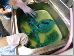 藍の生葉染めの方法７。水洗い