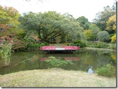 奈良・万葉植物園の真ん中の池と舞台