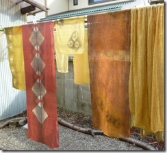 草木染教室でカリン+月桂樹とざくろで染める