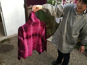 蘇芳(スオウ)で草木染したジャケット。 蘇芳(スオウ)で草木染したジャケット。