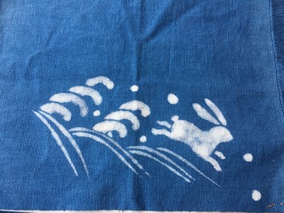 藍染抜染技法のランチョンマット 藍染抜染技法のランチョンマット