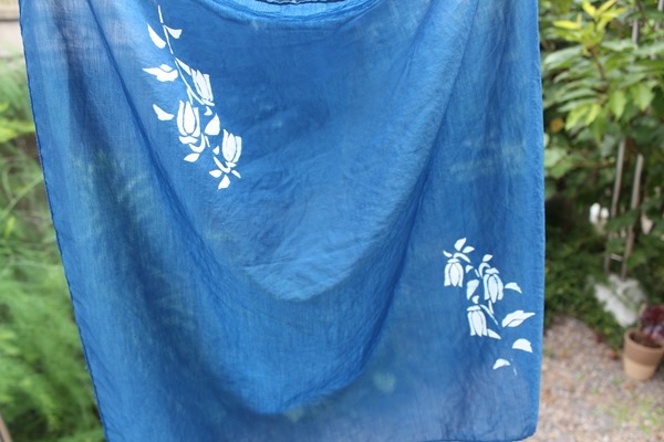 草木染教室で藍抜染技法。やり方5