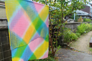 槐（えんじゅ）、藍、コチニールなどで草木染～多色で重ねて染める