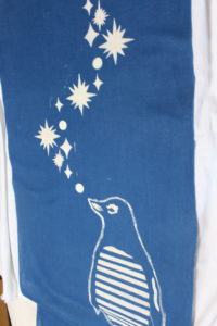 藍抜染～藍染してから模様を白く抜く技法