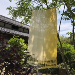 玉ねぎの薄皮でグラデーションに染めた大判シルクストールです